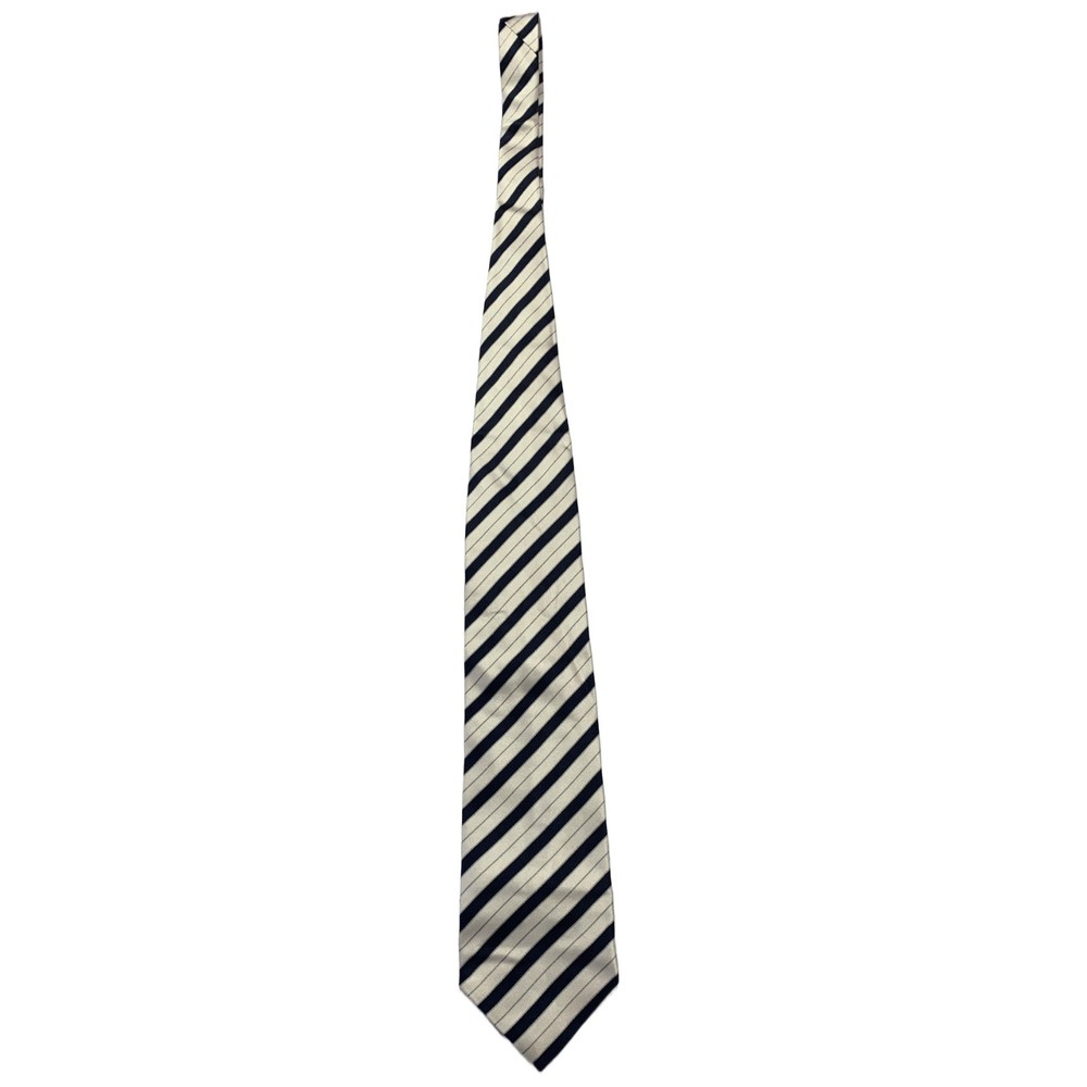 Bachrach 100% Silk White Striped Neck Tie